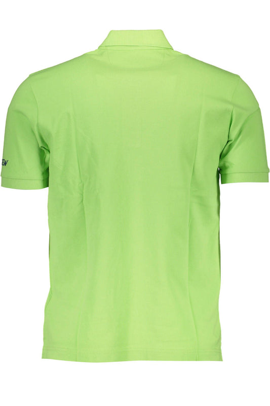 Green Cotton Men Polo Shirt