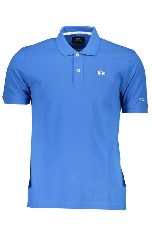 Blue Cotton Men Polo Shirt