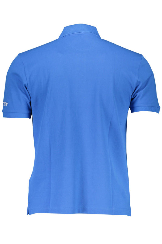 Blue Cotton Men Polo Shirt