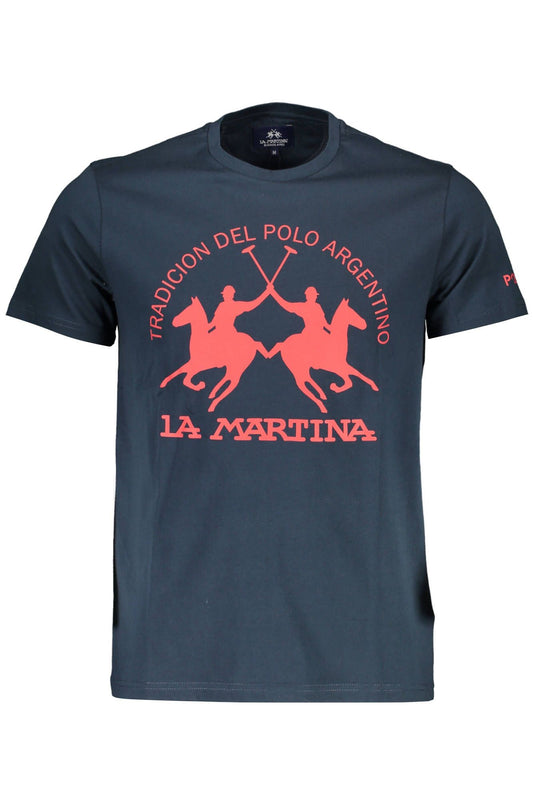 Blue Cotton Men T-Shirt