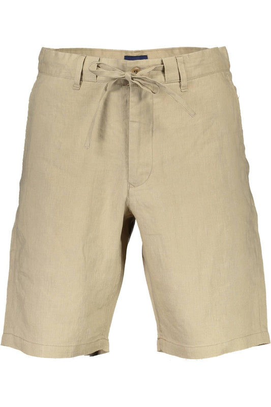 Beige Linen Men Bermuda Shorts