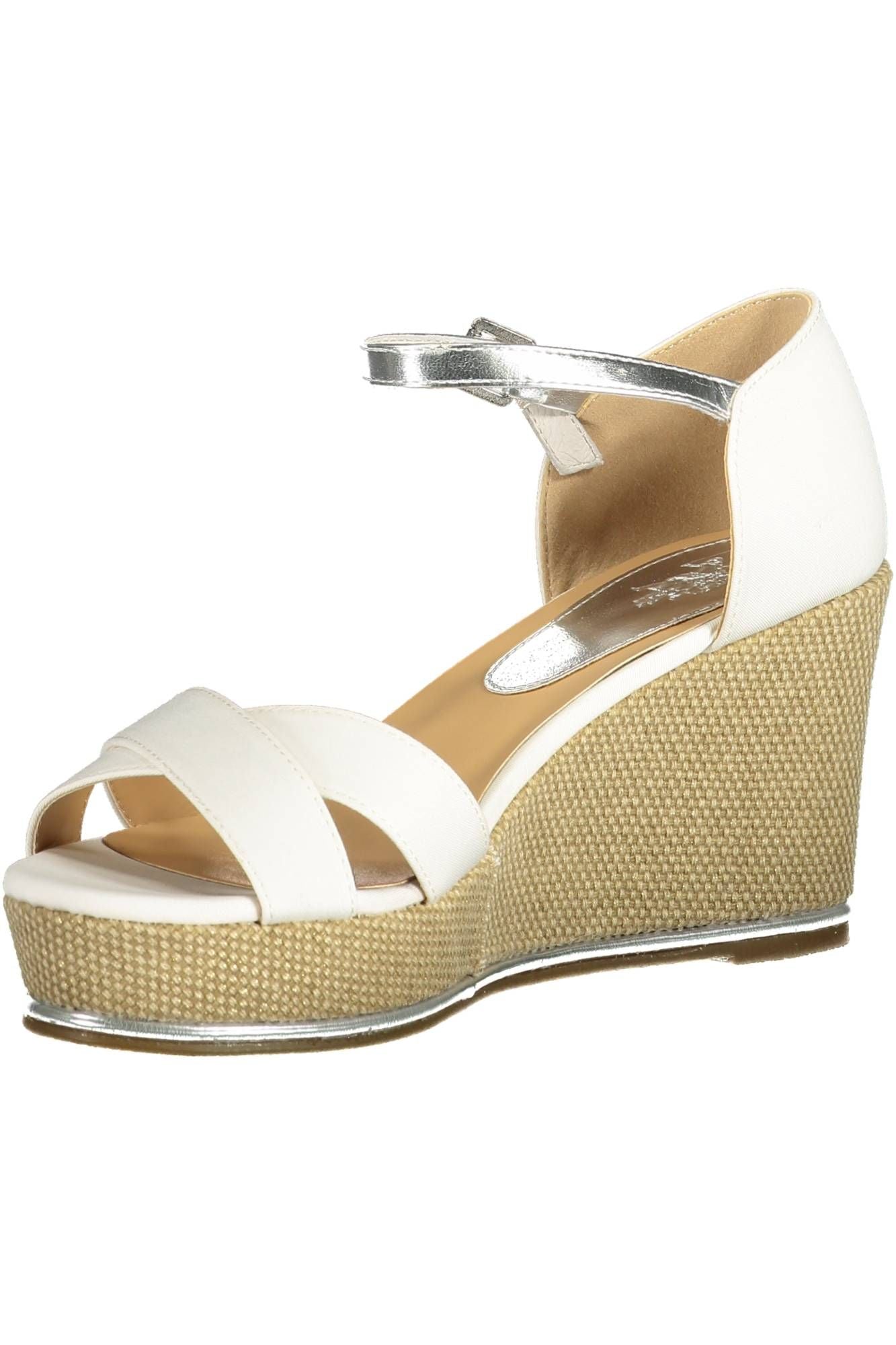 White Polyester Women Sandal