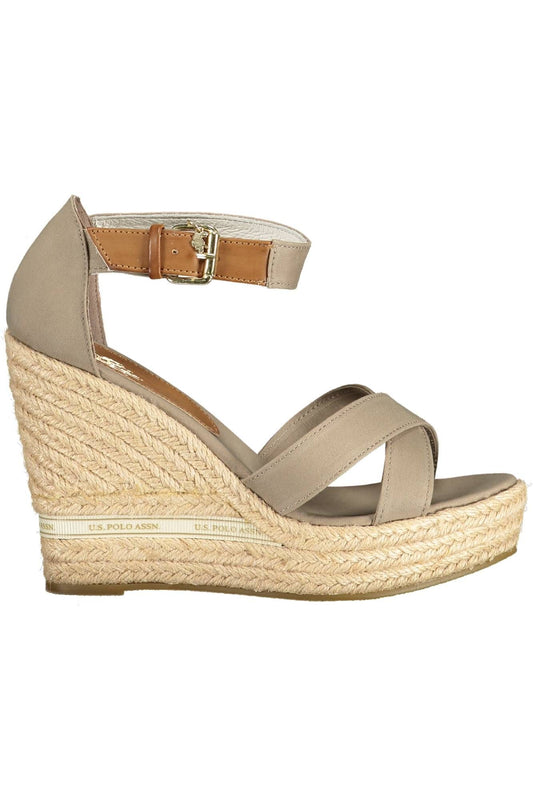 Beige Cotton Women Sandal