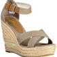 Beige Cotton Women Sandal