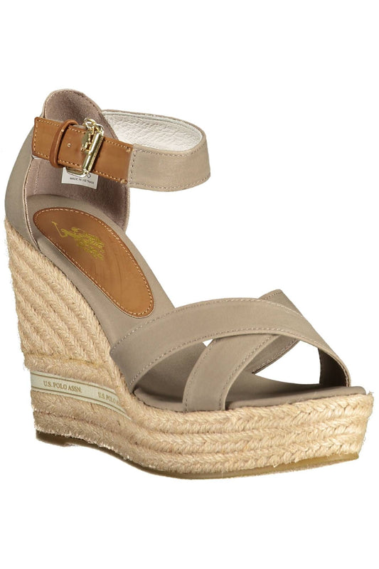 Beige Cotton Women Sandal