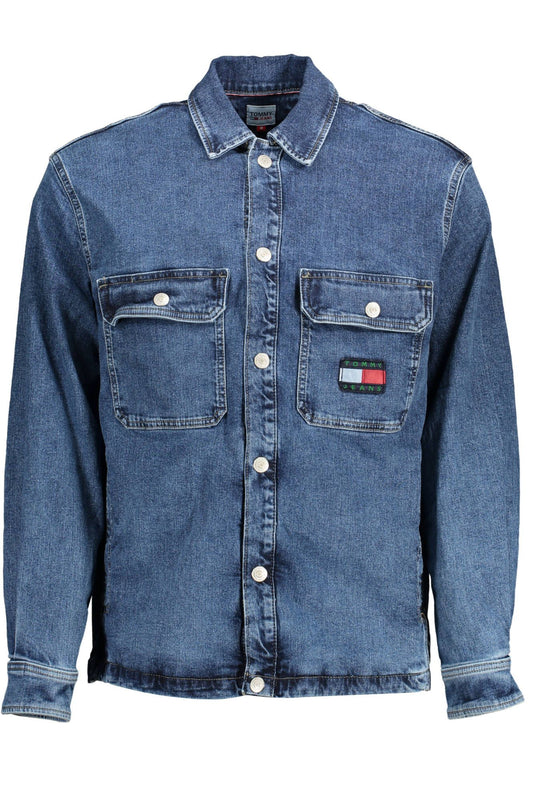 Blue Cotton Men Jacket