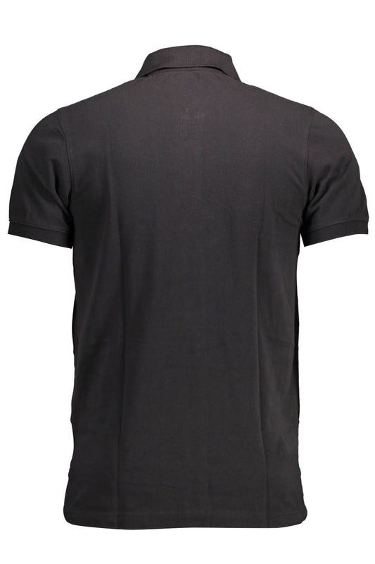 Black Cotton Men Polo Shirt