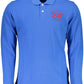 Blue Cotton Men Polo Shirt