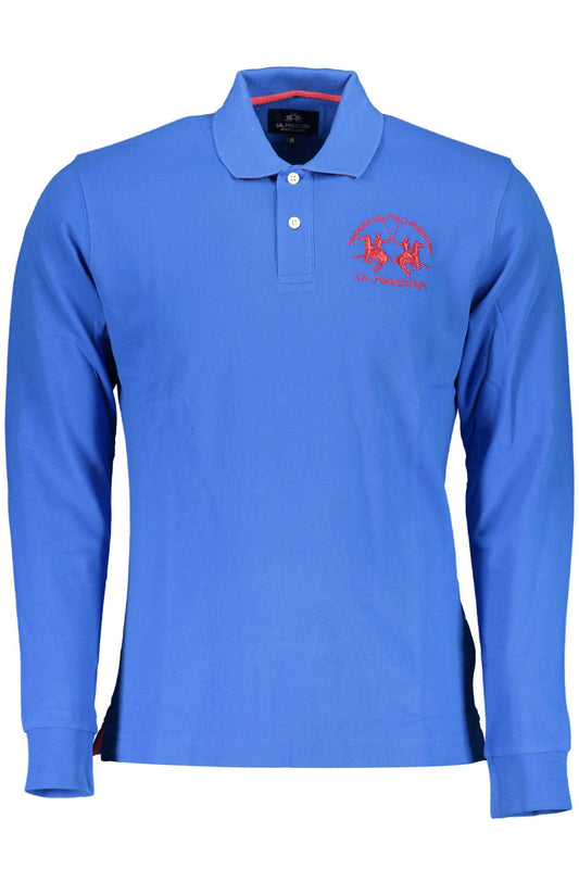 Blue Cotton Men Polo Shirt