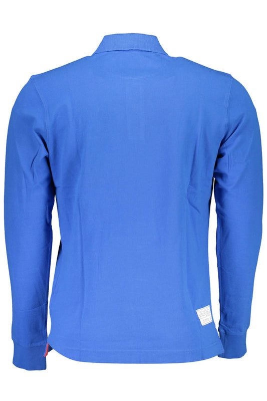 Blue Cotton Men Polo Shirt