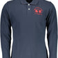 Blue Cotton Men Polo Shirt