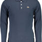 Blue Cotton Men Polo Shirt