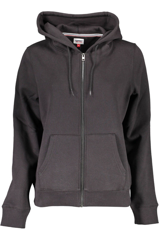Black Cotton Women Sweater Hoodie