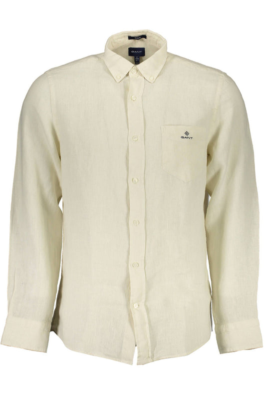 Beige Linen Men Shirt