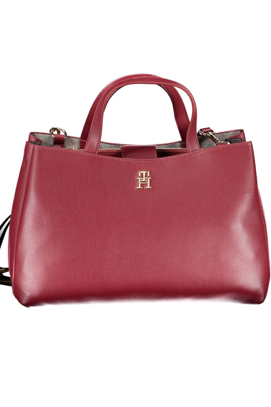 Red Polyester Women Handbag
