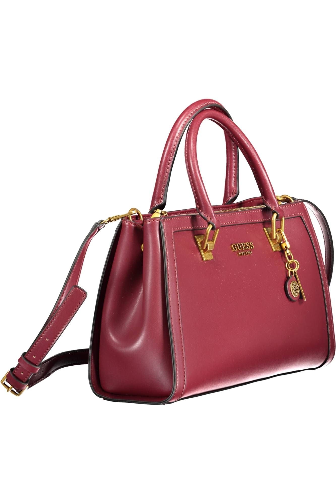 Purple Polyurethane Women Handbag