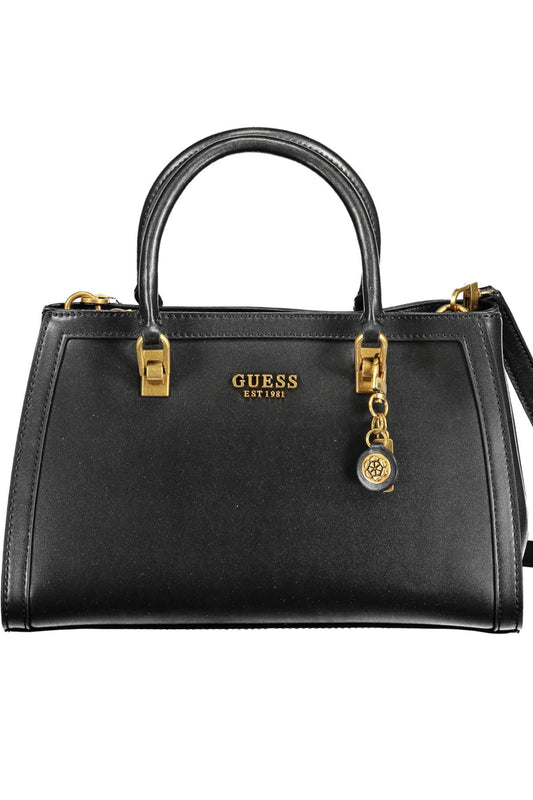 Black Polyurethane Women Handbag