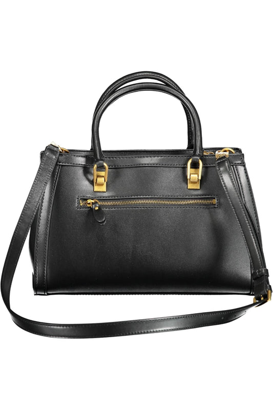 Black Polyurethane Women Handbag