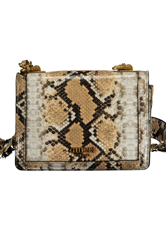 Beige Polyurethane Women Handbag