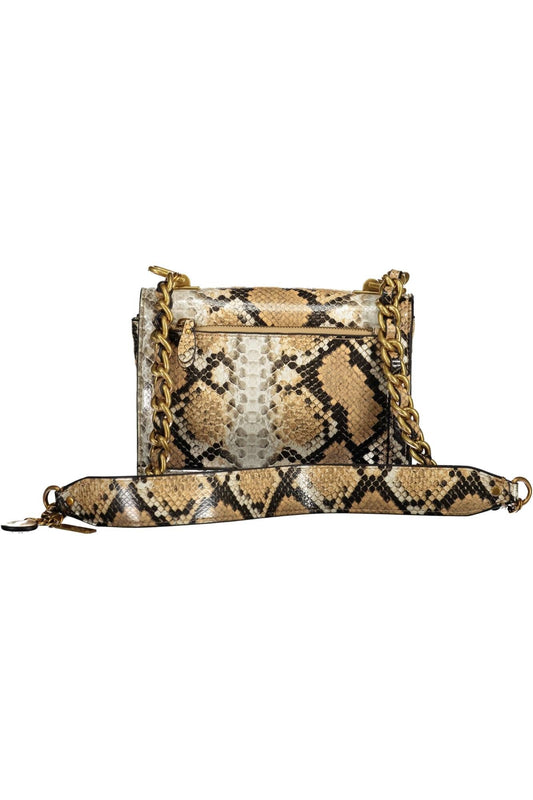 Beige Polyurethane Women Handbag