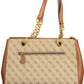 Brown Polyurethane Women Handbag