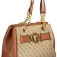 Brown Polyurethane Women Handbag