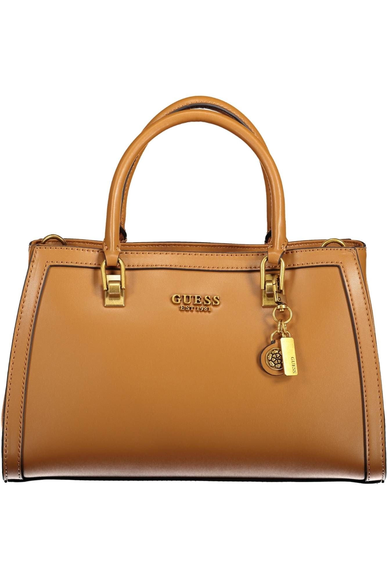 Brown Polyurethane Women Handbag
