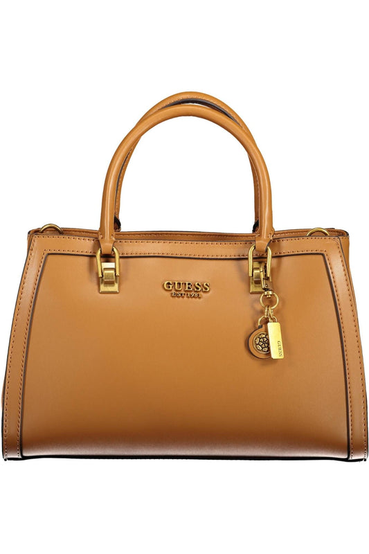Brown Polyurethane Women Handbag