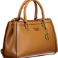 Brown Polyurethane Women Handbag