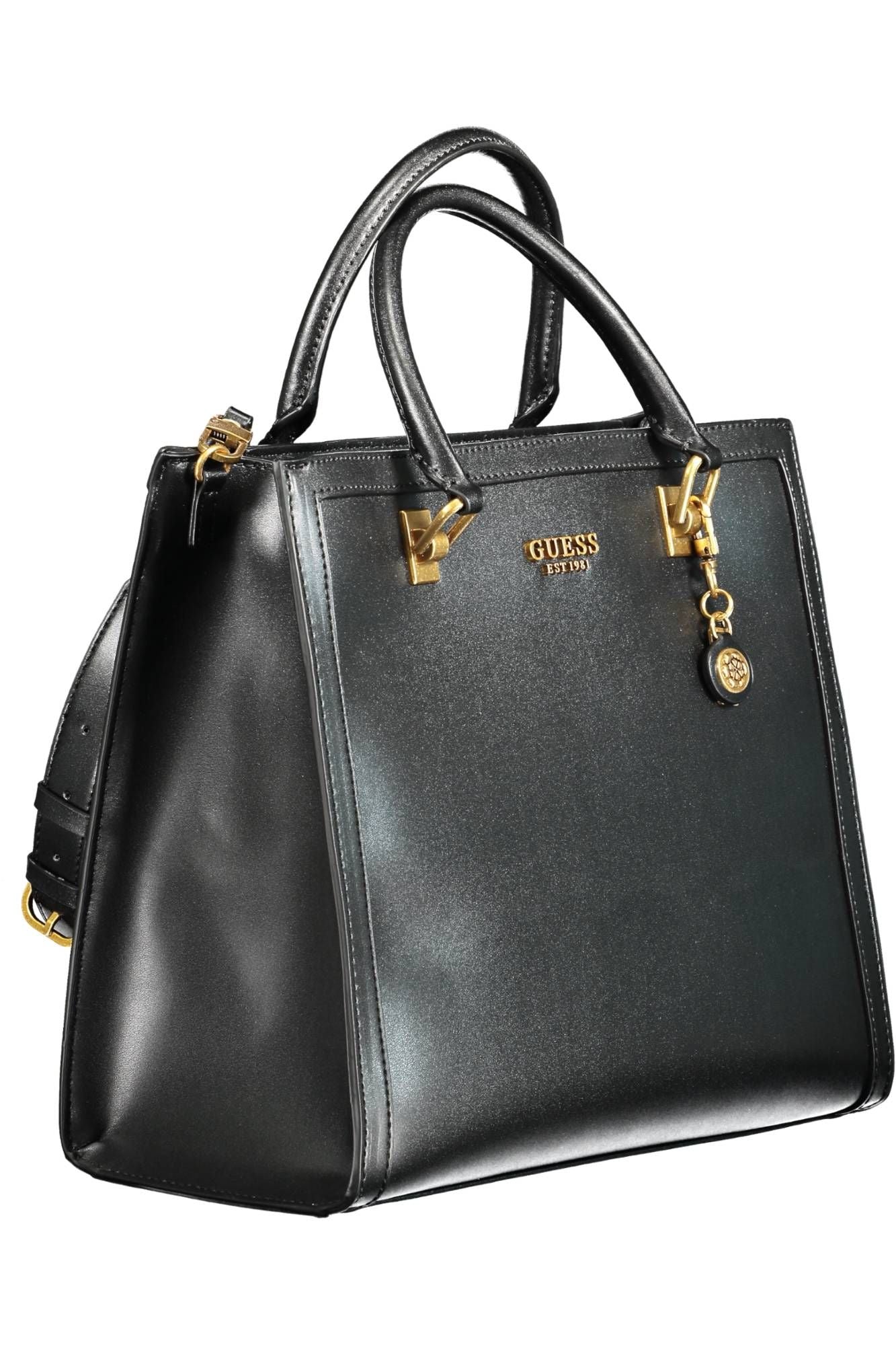 Black Polyurethane Women Handbag