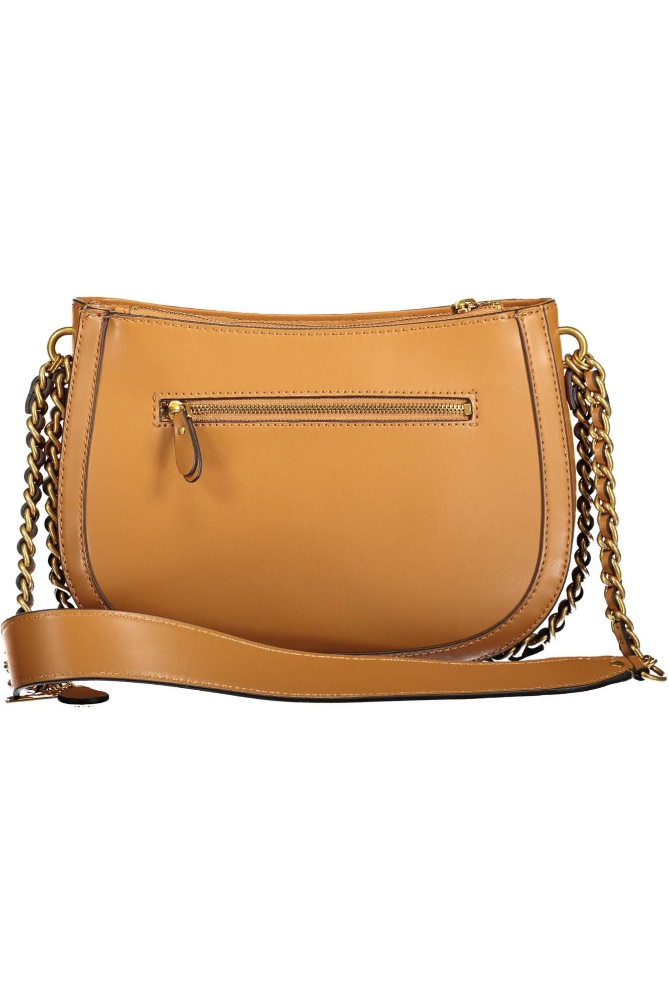 Brown Polyurethane Women Handbag