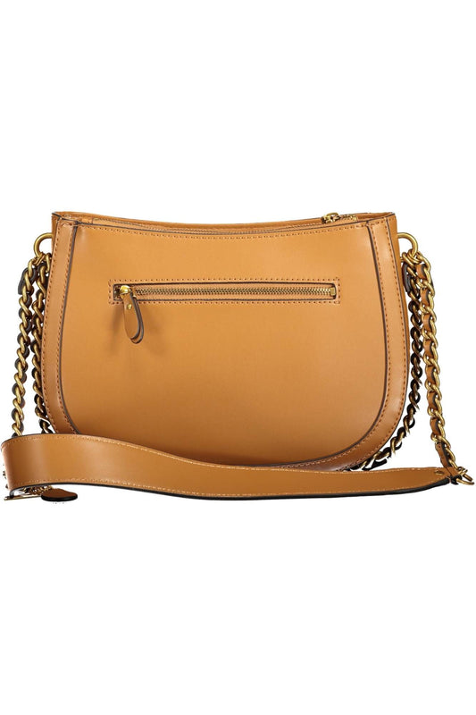 Brown Polyurethane Women Handbag