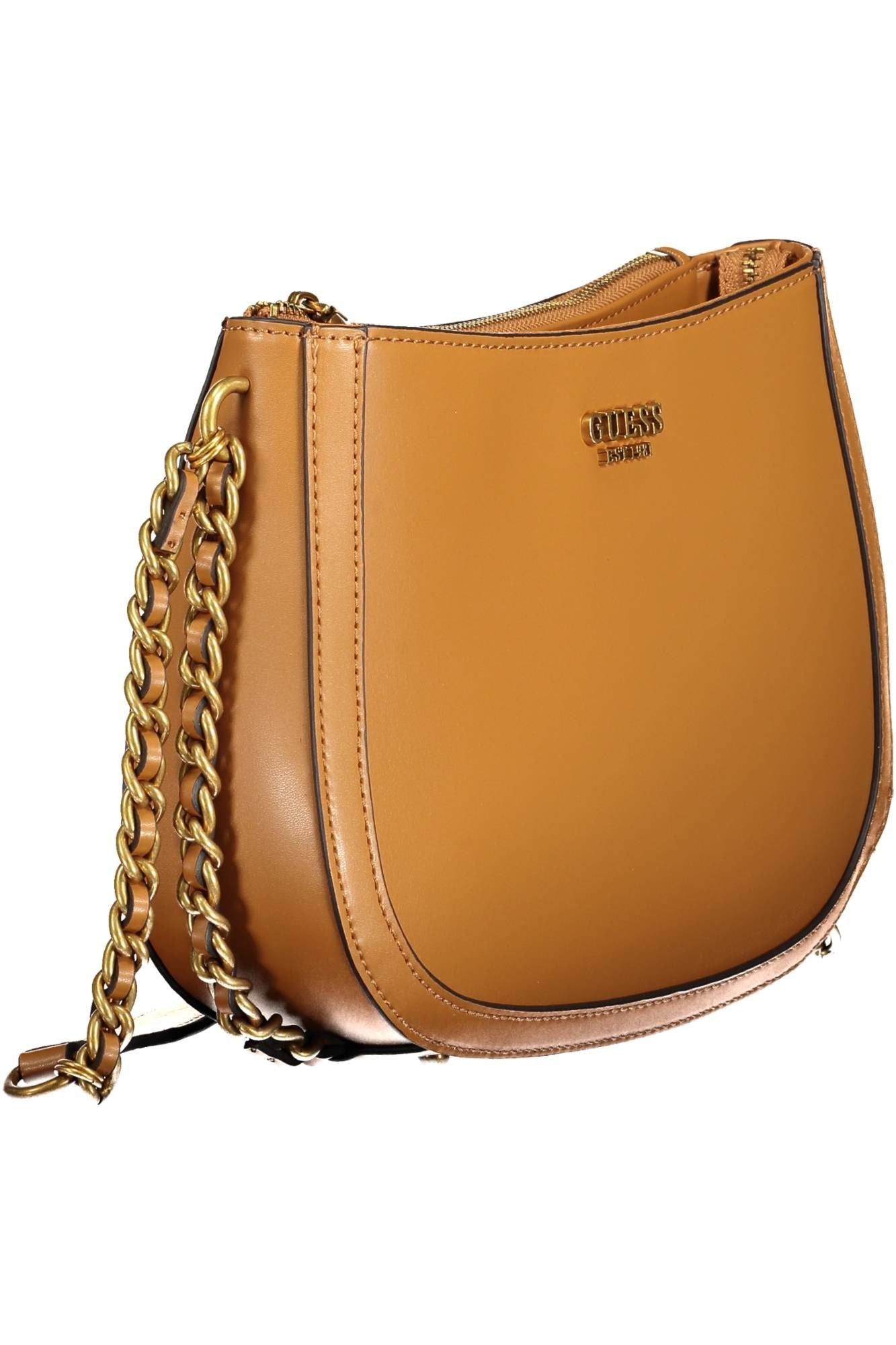 Brown Polyurethane Women Handbag