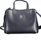 Blue Polyurethane Women Handbag