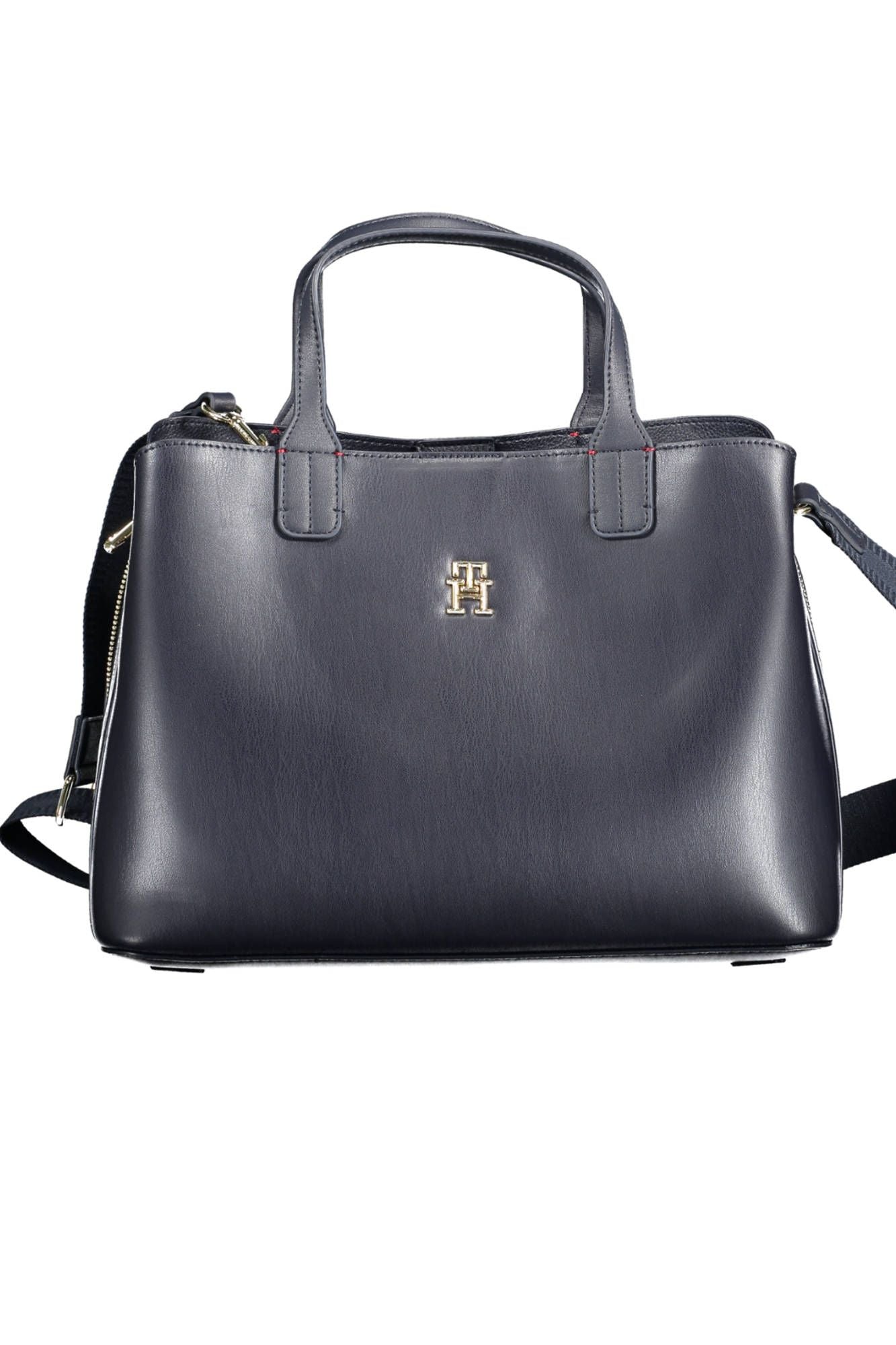 Blue Polyurethane Women Handbag
