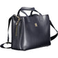 Blue Polyurethane Women Handbag