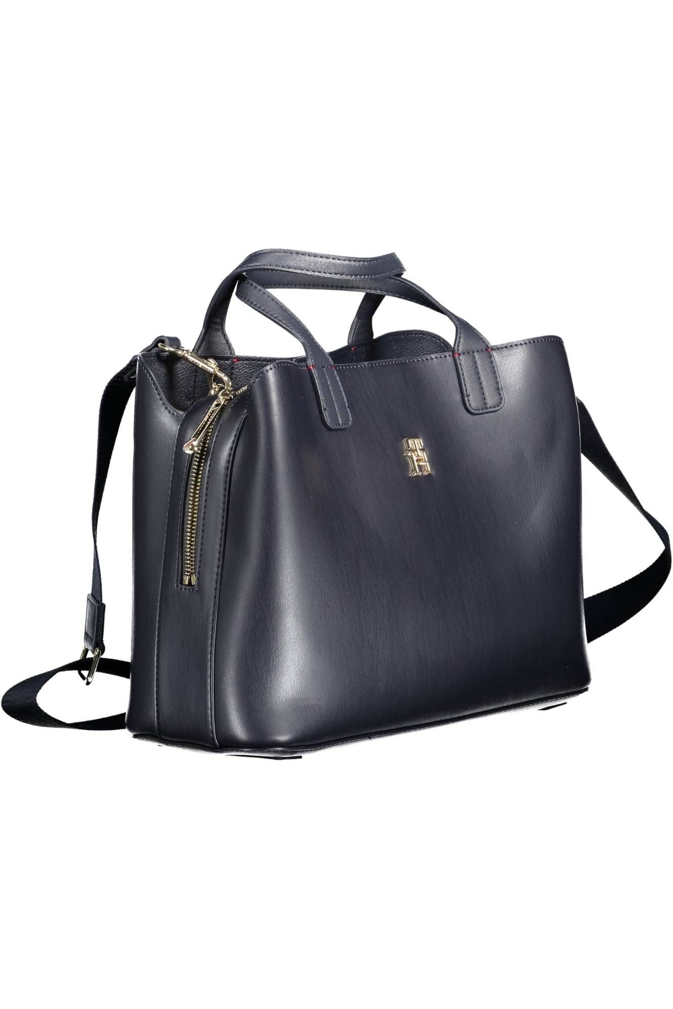 Blue Polyurethane Women Handbag