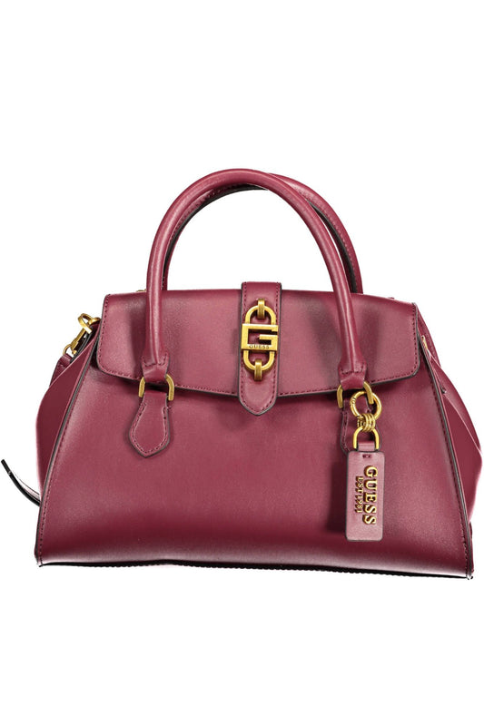 Purple Polyurethane Women Handbag