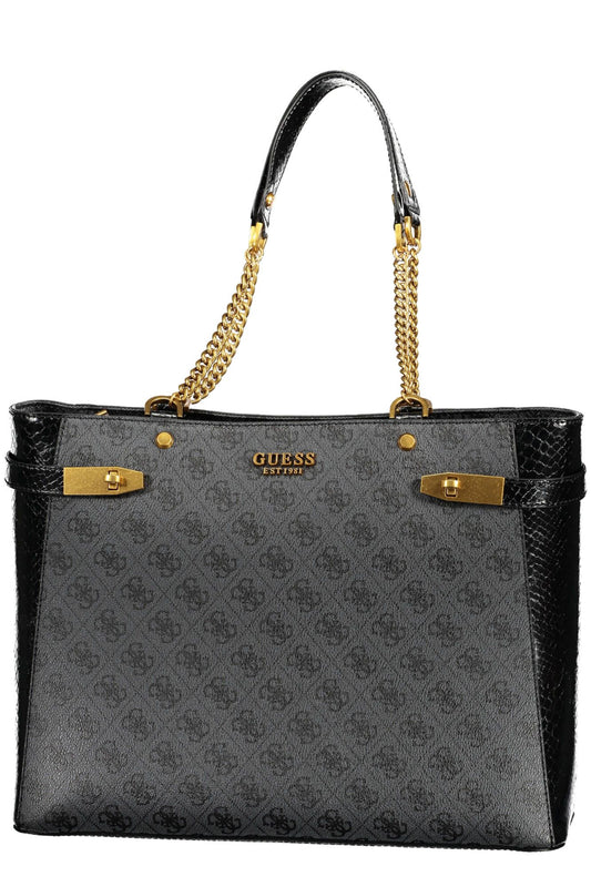 Black Polyurethane Women Handbag