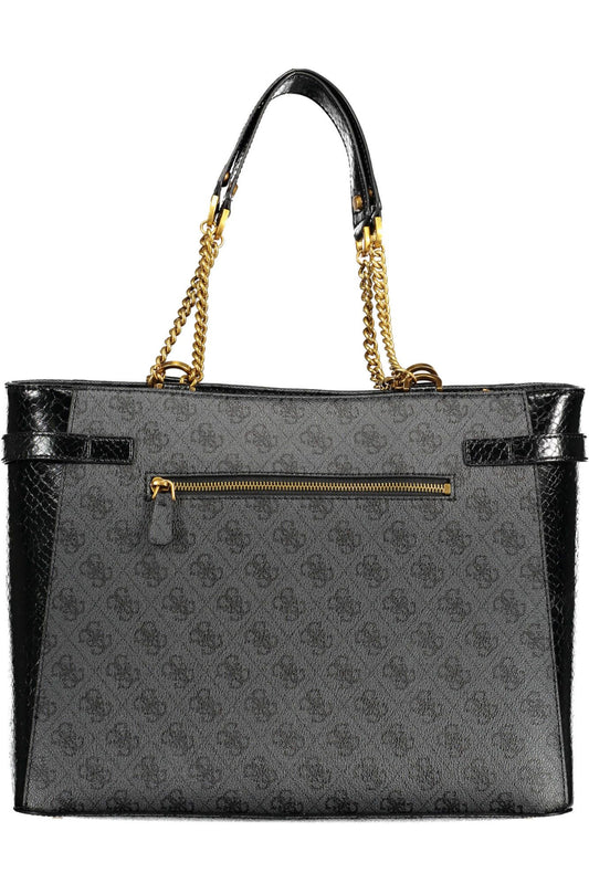 Black Polyurethane Women Handbag