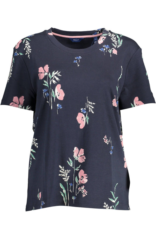 Blue Cotton Women T-Shirt