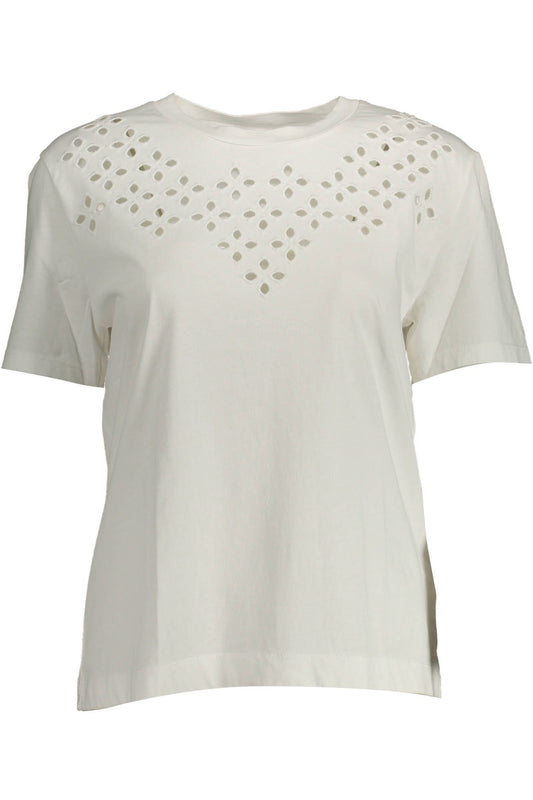 White Cotton Women T-Shirt