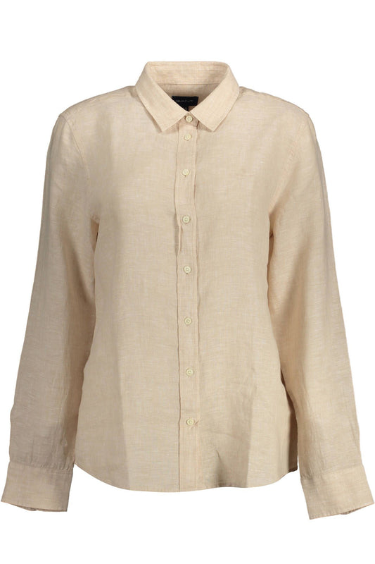 Beige Linen Women Shirt