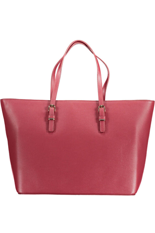 Red Polyurethane Women Handbag