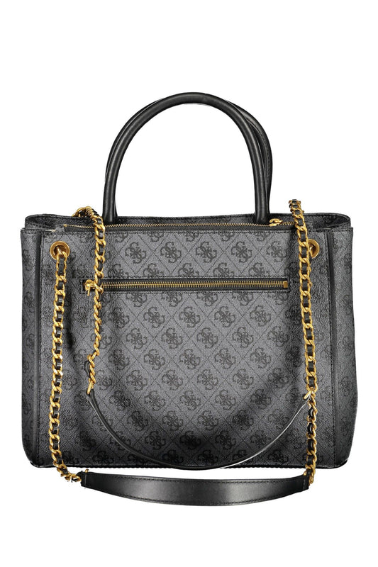 Black Polyurethane Women Handbag