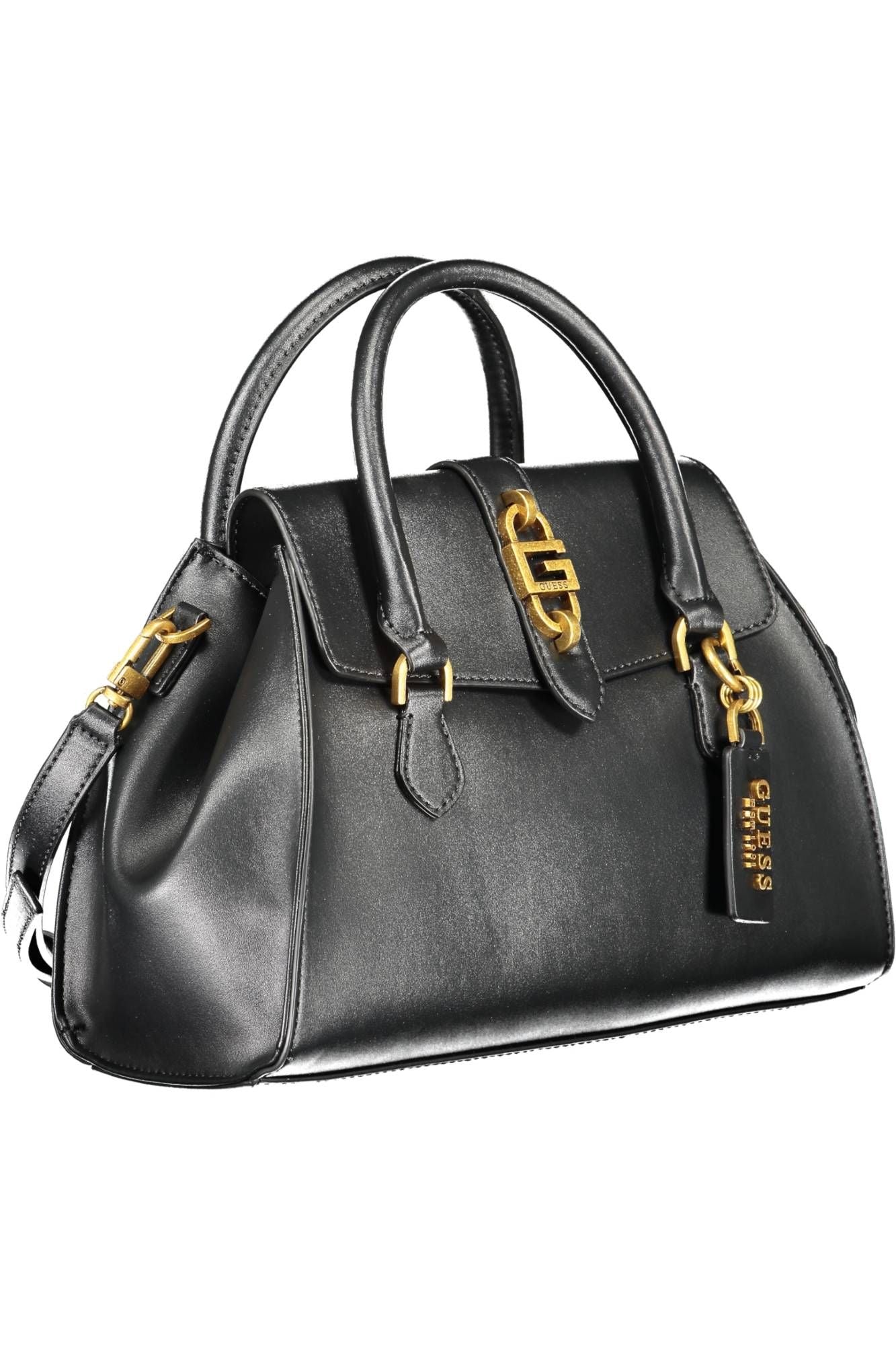 Black Polyurethane Women Handbag