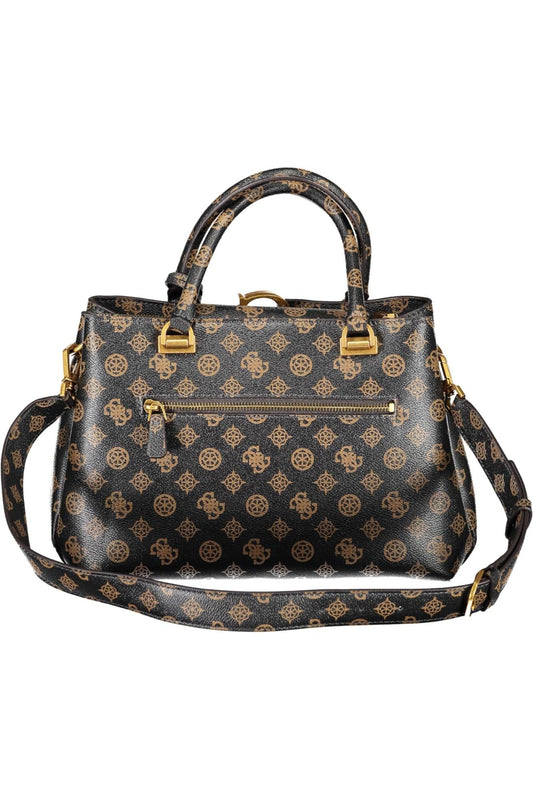 Brown Polyurethane Women Handbag