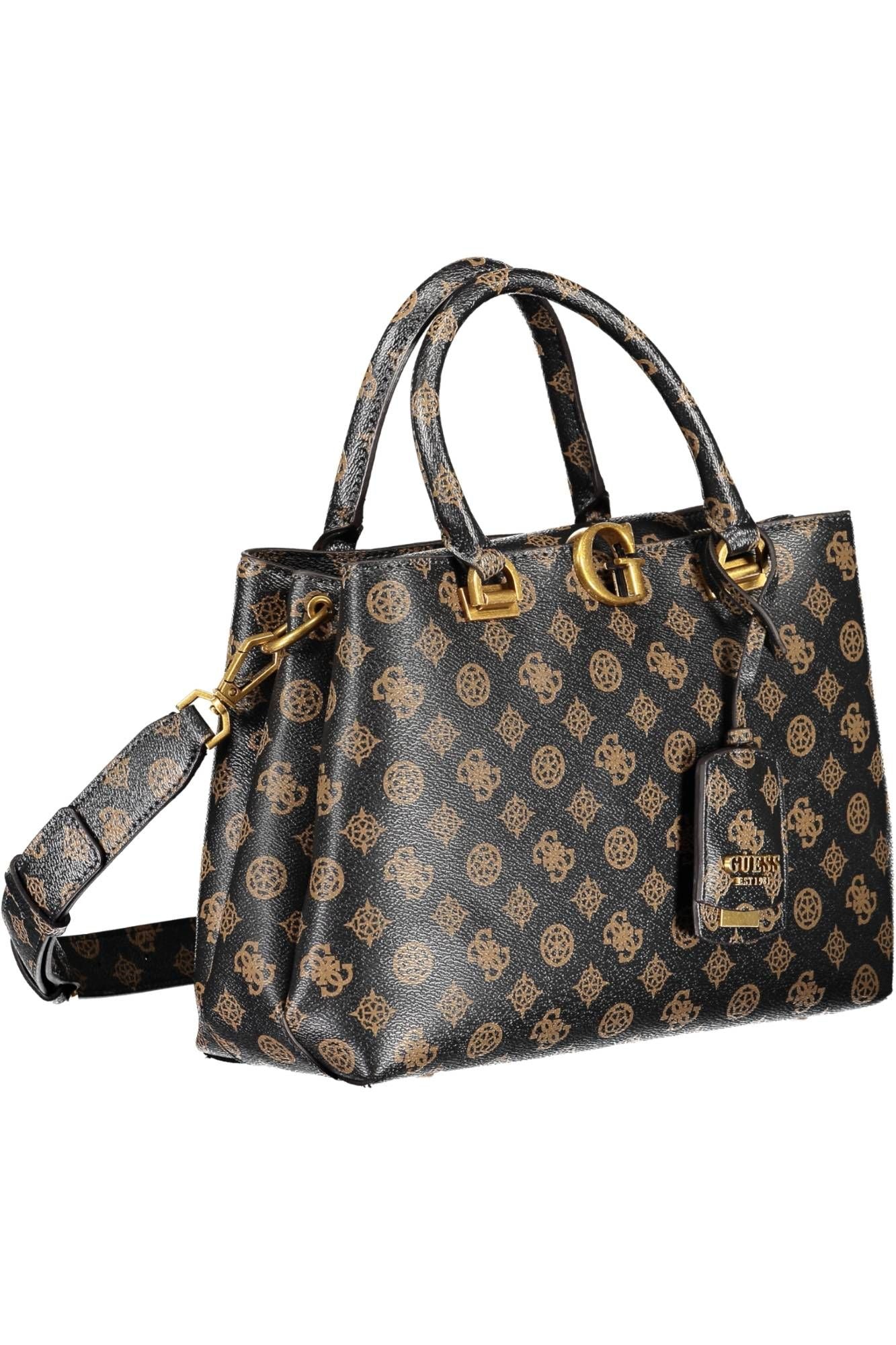Brown Polyurethane Women Handbag