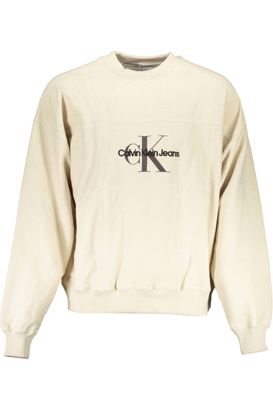 Beige Cotton Men Sweater
