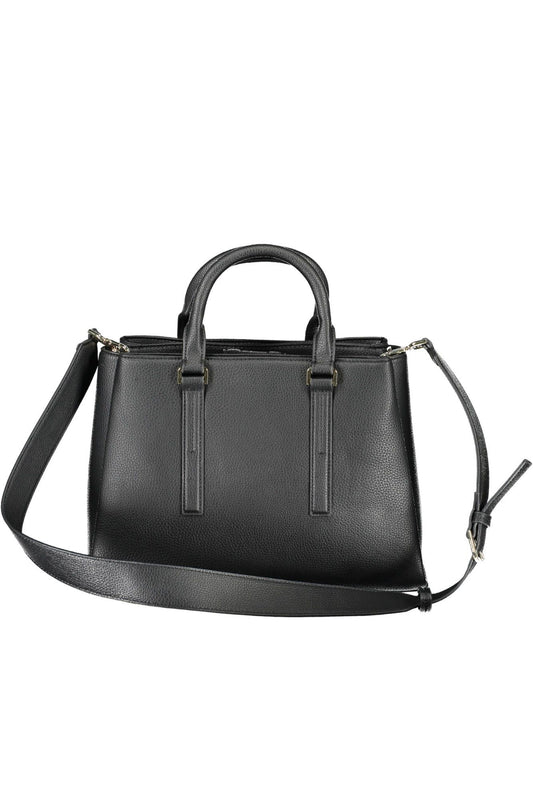 Black Polyester Women Handbag
